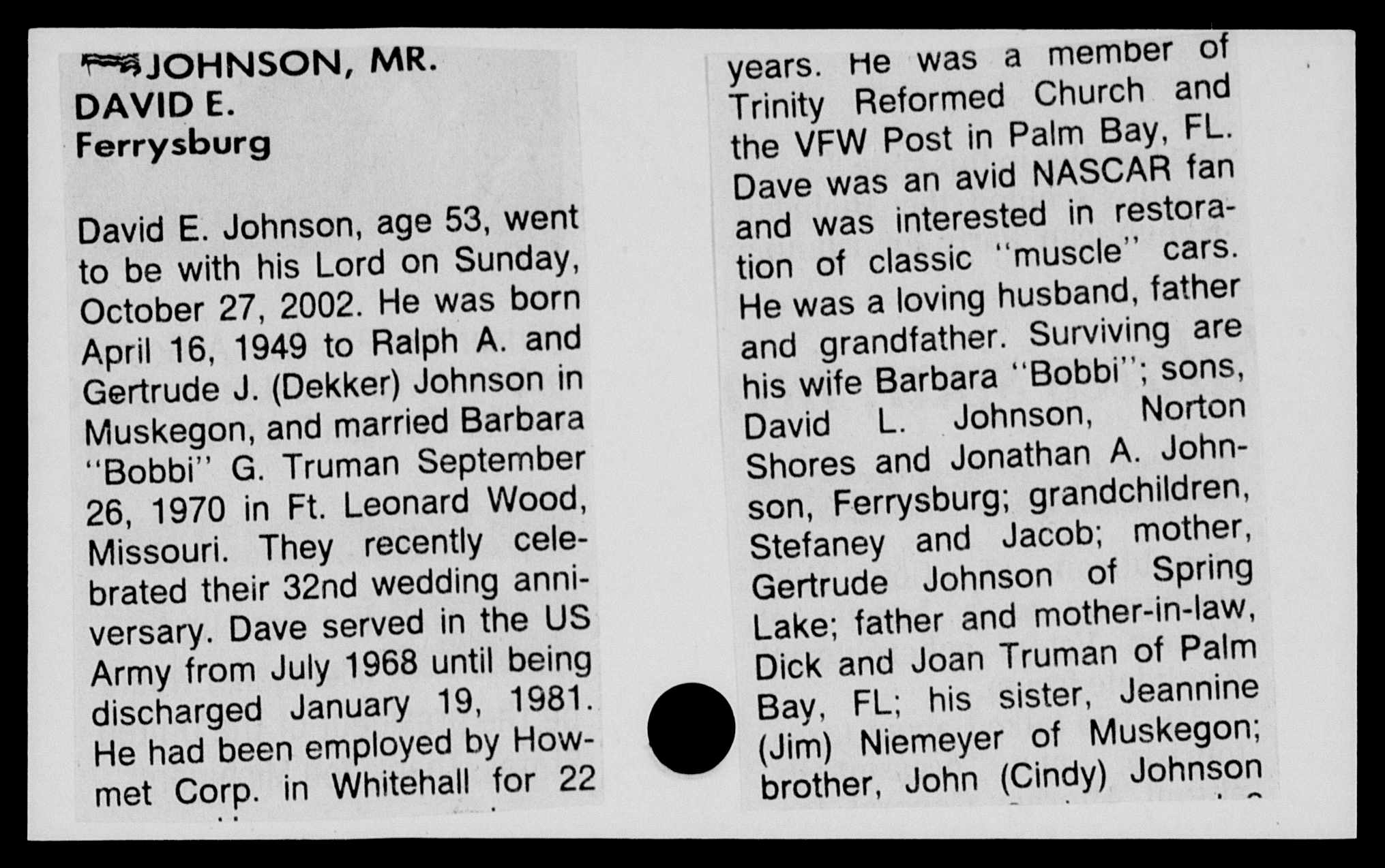 David E. Johnson.